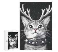 Rompecabezas para Adolescentes 1000 PCS Cute Reindeer Cat Rompecabezas para Adultos Juego Familiar Decoración Desafiante De Completar 1000 PCS