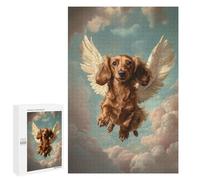 Rompecabezas para Adolescentes 1000 PCS Dachshund Angel Dog Loss Tribute Print Dachshund with Wings Rompecabezas para Adultos Juego Familiar Decoración Desafiante De Completar 1000 PCS