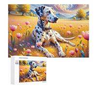 Rompecabezas para Adolescentes 1000 PCS Dalmatian in Flower Field Rompecabezas para Adultos Juegos Relajantes Corte De Precisión Juego Desafiante Regalos 1000 PCS
