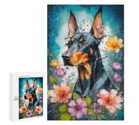 Rompecabezas para Adolescentes 1000 PCS Doberman in Bloom Rompecabezas para Adultos Juegos Relajantes Pero Divertidos Y Humorísticos 1000 PCS