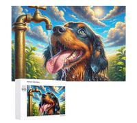 Rompecabezas para Adolescentes 1000 PCS Dog Drinking Water Outdoor Rompecabezas para Adultos Juguetes De Bricolaje Desafío Difícil Cumpleaños 1000 PCS