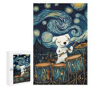 Rompecabezas para Adolescentes 1000 PCS Dog Playing Drums Starry Night Rompecabezas para Adultos Juegos Relajantes Carrera De Velocidad Manual Desafiante De Completar 1000 PCS