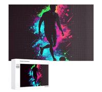 Rompecabezas para Adolescentes 1000 PCS Dynamic Soccer Player Silhouette Artwork Rompecabezas para Adultos Juegos Relajantes Corte De Precisión Juego Desafiante Regalos 1000 PCS