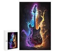 Rompecabezas para Adolescentes 1000 PCS Electric Guitar with Flames Rompecabezas Juguetes Antiestrés Decoración Diversión En Casa Actividades, 1000 PCS