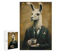 Rompecabezas para Adolescentes 1000 PCS Elegant Llama with Coffee Rompecabezas para Adultos Juegos Divertidos Decoración Perfecta como Regalos para Toda La Familia 1000 PCS