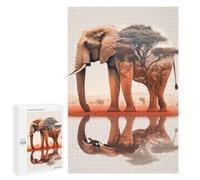 Rompecabezas para Adolescentes 1000 PCS Elephant Sunset Animal Rompecabezas para Adultos Juegos Relajantes Pero Divertidos Y Humorísticos 1000 PCS