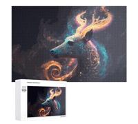 Rompecabezas para Adolescentes 1000 PCS Enchanted Deer Mystic Artwork Rompecabezas Juguetes Antiestrés Decoración Diversión En Casa Actividades, 1000 PCS