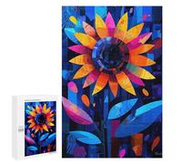 Rompecabezas para Adolescentes 1000 PCS Expressionist Geometry Sunflower - Vibrant Abstract Floral Art Rompecabezas para Adultos Juego Práctico Decoración De Pared Cumpleaños Y Nav