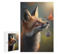 Rompecabezas para Adolescentes 1000 PCS Fantasy Fox Butterfly Rompecabezas para Adultos Juegos Relajantes Desafío Difícil Actividades Divertidas En Casa 1000 PCS
