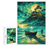 Rompecabezas para Adolescentes 1000 PCS Fishing by Moonlight Rompecabezas para Adolescentes Juguetes Antiestrés Mejora La Memoria 1000 PCS