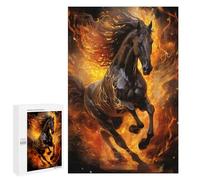 Rompecabezas para Adolescentes 1000 PCS Flaming Horse Artwork -3 Rompecabezas para Adultos Juego Práctico Que Mejora La Memoria Actividades Divertidas En Casa 1000 PCS