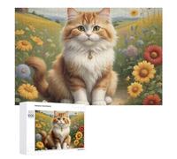 Rompecabezas para Adolescentes 1000 PCS Floral Cat Garden Scene Rompecabezas para Adultos Juguetes De Bricolaje Desafío Difícil Cumpleaños 1000 PCS