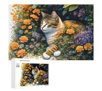 Rompecabezas para Adolescentes 1000 PCS Floral Garden Cat Art Print Rompecabezas para Adultos Juguetes De Bricolaje Desafío Difícil Cumpleaños 1000 PCS