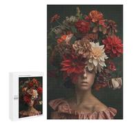 Rompecabezas para Adolescentes 1000 PCS Floral Woman Head Flower Rompecabezas para Adultos Juego De Ingenio Decoración del Hogar Regalos para Reducir El Estrés 1000 PCS