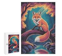 Rompecabezas para Adolescentes 1000 PCS Fox on A Branch by A River Rompecabezas para Adultos Juegos Relajantes Decoración Actividades Divertidas En Casa 1000 PCS