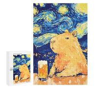Rompecabezas para Adolescentes 1000 PCS Funny Capybara Beer Starry Night Rompecabezas para Adultos Juguetes Antiestrés Arte De Pared Interacción Entre Padres E Hijos 1000 PCS
