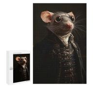 Rompecabezas para Adolescentes 1000 PCS Funny Rat in Formal Attire Rompecabezas para Adultos Juego Práctico Decoración De Pared Cumpleaños Y Navidad 1000 PCS