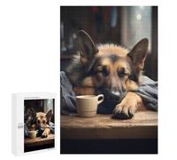 Rompecabezas para Adolescentes 1000 PCS German Shepherd Coffee Dog Rompecabezas para Adultos Juegos Divertidos Análisis Y Lógica Interacción Entre Padres E Hijos 1000 PCS