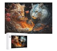 Rompecabezas para Adolescentes 1000 PCS Golden and Silver Tigers A Digital Artwork Rompecabezas para Adultos Juegos Familiares Análisis Y Lógica Actividades Divertidas En Casa 1000 PCS