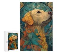 Rompecabezas para Adolescentes 1000 PCS Golden Retriever in Autumnal Art Nouveau Rompecabezas para Adultos Juguetes Antiestrés Arte De Pared Interacción Entre Padres E Hijos 1000 PCS