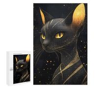 Rompecabezas para Adolescentes 1000 PCS Golden Sphynx Cat Starry Night Rompecabezas para Adolescentes Juguetes Antiestrés Mejora La Memoria 1000 PCS