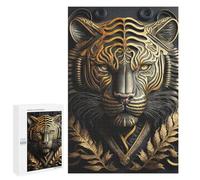 Rompecabezas para Adolescentes 1000 PCS Golden Tiger Art Deco Rompecabezas para Adultos Juegos Relajantes Desafío Difícil Desafío Educativo 1000 PCS