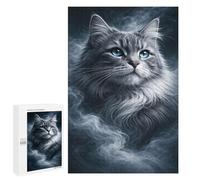 Rompecabezas para Adolescentes 1000 PCS Gray Cat with Blue Eyes Portrait Rompecabezas para Adultos Juegos Relajantes Decoración del Hogar Cumpleaños Y Navidad 1000 PCS