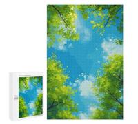 Rompecabezas para Adolescentes 1000 PCS Green Trees and Blue Sky Rompecabezas para Adultos Juegos Relajantes Decoración Actividades Divertidas En Casa 1000 PCS
