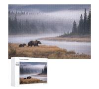 Rompecabezas para Adolescentes 1000 PCS Grizzly Bear and Cub by River Rompecabezas De Juguete Decoración De Pared Decoración del Hogar Cumpleaños Y Navidad 1000 PCS
