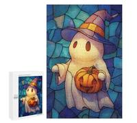 Rompecabezas para Adolescentes 1000 PCS Halloween Ghost with Pumpkin and Hat Rompecabezas para Adolescentes Juguetes Antiestrés Mejora La Memoria 1000 PCS
