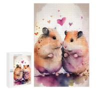 Rompecabezas para Adolescentes 1000 PCS Hamster Couple Watercolor Rompecabezas para Adultos Juego De Ingenio Decoración del Hogar Regalos para Reducir El Estrés 1000 PCS