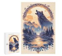 Rompecabezas para Adolescentes 1000 PCS Harmony Wolf Howl at Dusk Rompecabezas para Adultos Juegos Relajantes Desafío Difícil Desafío Educativo 1000 PCS