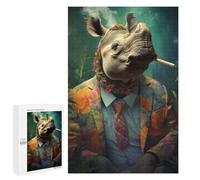 Rompecabezas para Adolescentes 1000 PCS Hippie Rhino Smoking Rompecabezas para Adultos Juegos Relajantes Desafío Difícil Desafío Educativo 1000 PCS