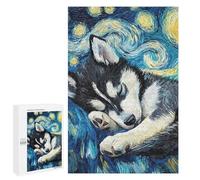 Rompecabezas para Adolescentes 1000 PCS Husky Puppy Starry Night Rompecabezas para Adultos Juego De Ingenio Decoración del Hogar Regalos para Reducir El Estrés 1000 PCS