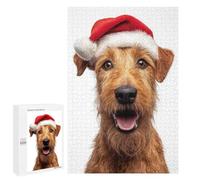 Rompecabezas para Adolescentes 1000 PCS Irish Terrier Dog with Santa Hat Portrait Rompecabezas para Adultos Juego Familiar Decoración Desafiante De Completar 1000 PCS