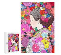 Rompecabezas para Adolescentes 1000 PCS Japan Woman Kimono Flowers Rompecabezas para Adultos Juego Familiar Decoración Desafiante De Completar 1000 PCS