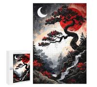 Rompecabezas para Adolescentes 1000 PCS Japanese Landscape with Red Sun and Moon Rompecabezas Juguetes Antiestrés Corte De Precisión Interacción Entre Padres E Hijos 1000 PCS