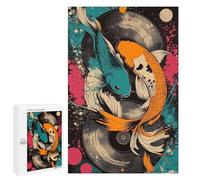 Rompecabezas para Adolescentes 1000 PCS Koi Fish Vinyl Art Yin Yang Koi Fish Vibrant Abstract Design Rompecabezas para Adultos Juegos Relajantes Desafío Difícil Desafío Educativo 1000 PCS