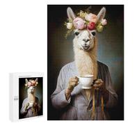 Rompecabezas para Adolescentes 1000 PCS Lady Llama Coffee Rompecabezas para Adultos Juego De Ingenio Decoración del Hogar Regalos para Reducir El Estrés 1000 PCS