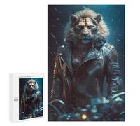 Rompecabezas para Adolescentes 1000 PCS Lion Biker in Leather Jacket Rompecabezas para Adultos Juegos Relajantes Decoración Perfecta Regalos De Cumpleaños Y Únicos 1000 PCS