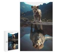 Rompecabezas para Adolescentes 1000 PCS Lion Cub Reflection in Water Rompecabezas para Adultos Juegos Relajantes Pero Divertidos Y Humorísticos 1000 PCS