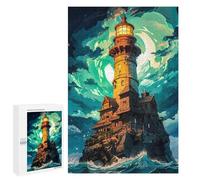 Rompecabezas para Adolescentes 1000 PCS Lonely Lighthouse at Night Rompecabezas Juguetes Antiestrés Decoración Diversión En Casa Actividades, 1000 PCS