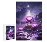 Rompecabezas para Adolescentes 1000 PCS Lotus Pond Moonlit Scene Rompecabezas para Adultos Juego Familiar Regalo De Cumpleaños Interacción Entre Padres E Hijos 1000 PCS