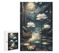 Rompecabezas para Adolescentes 1000 PCS Lotus Pond Moonlit Serenity Rompecabezas para Adultos Juguetes De Bricolaje Desafío Difícil Cumpleaños 1000 PCS