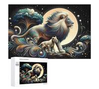 Rompecabezas para Adolescentes 1000 PCS Magical Lion Moon Artwork Rompecabezas para Adultos Juego Familiar Regalo De Cumpleaños Interacción Entre Padres E Hijos 1000 PCS