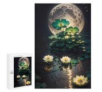 Rompecabezas para Adolescentes 1000 PCS Moonlit Lotus Pond Rompecabezas para Adultos Juegos Relajantes Corte De Precisión Juego Desafiante Regalos 1000 PCS