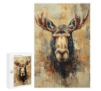 Rompecabezas para Adolescentes 1000 PCS Moose Portrait Painting Rompecabezas para Adolescentes Juguetes Antiestrés Mejora La Memoria 1000 PCS