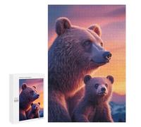 Rompecabezas para Adolescentes 1000 PCS Mother Bear and Cub at Sunset Rompecabezas para Adultos Juegos Relajantes Desafío Difícil Actividades Divertidas En Casa 1000 PCS
