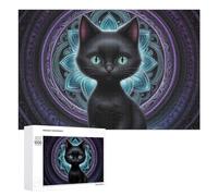 Rompecabezas para Adolescentes 1000 PCS Mystical Black Cat Artwork Rompecabezas para Adultos Juguetes De Bricolaje Desafío Difícil Cumpleaños 1000 PCS
