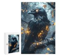 Rompecabezas para Adolescentes 1000 PCS Mystical Raven with Glowing Feathers Rompecabezas para Adultos Juego Práctico Carrera De Velocidad Manual Desafío Educativo 1000 PCS